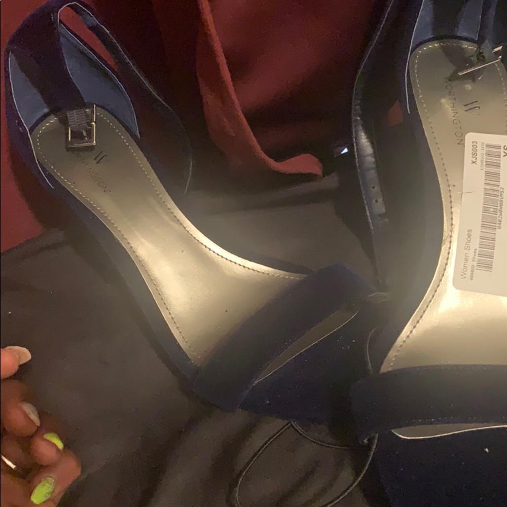 Never Worn!!! Suede Dark Blue Chucky Heel